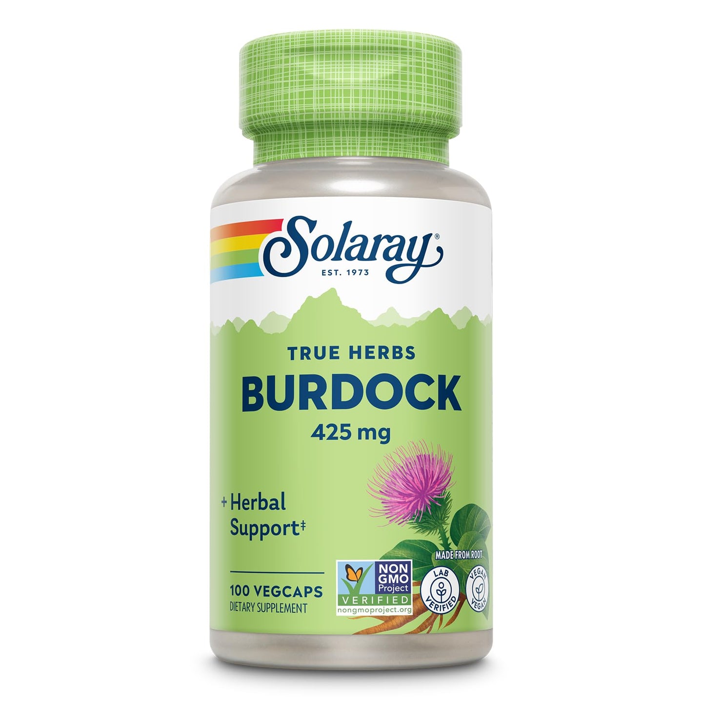 SOLARAY Burdock Root 425 mg – Liver, Kidney, Digestive & Joint Support | Non-GMO | 100 VegCaps