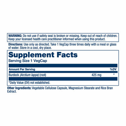 SOLARAY Burdock Root 425 mg – Liver, Kidney, Digestive & Joint Support | Non-GMO | 100 VegCaps