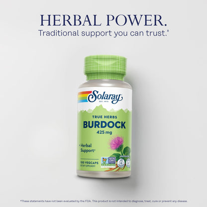 SOLARAY Burdock Root 425 mg – Liver, Kidney, Digestive & Joint Support | Non-GMO | 100 VegCaps