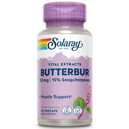 SOLARAY Butterbur Root Extract 50mg - Supports Blood Flow, Respiratory & Urinary Health | 60ct