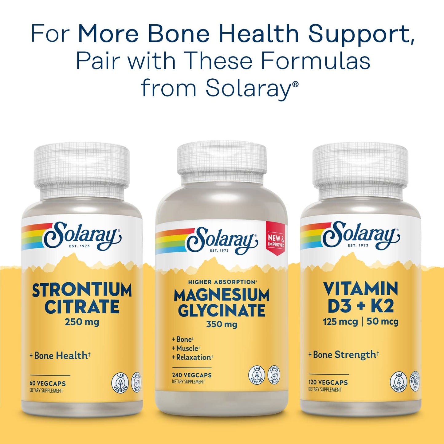 Solaray Calcium Bisglycinate 1000mg with Vitamin D-3 | Chelated Calcium for Strong Bones