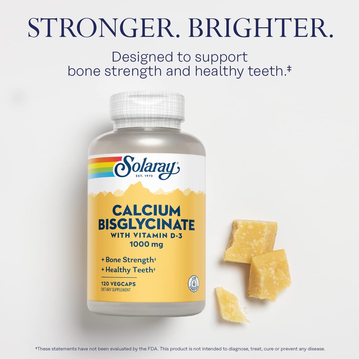 Solaray Calcium Bisglycinate 1000mg with Vitamin D-3 | Chelated Calcium for Strong Bones