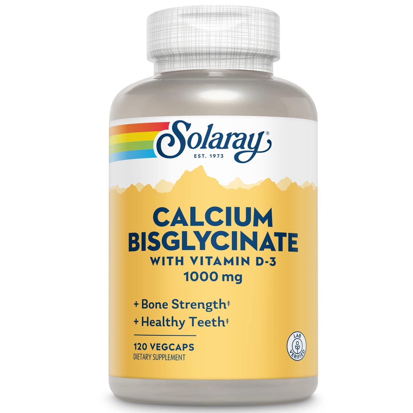 Solaray Calcium Bisglycinate 1000mg with Vitamin D-3 | Chelated Calcium for Strong Bones