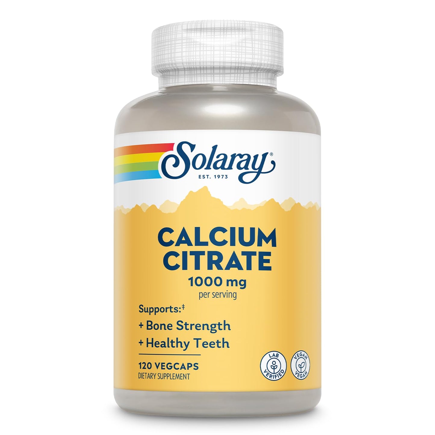Solaray Calcium Citrate 1000mg – Chelated Calcium for Bone Health | Vegan