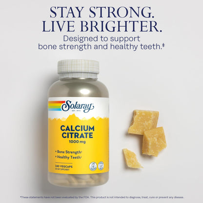 Solaray Calcium Citrate 1000mg | Chelated Calcium for Bones