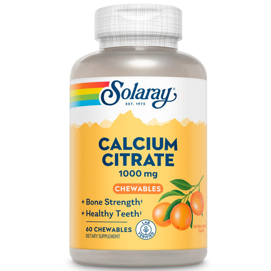 Solaray Calcium Citrate 1000 mg | Chelated Calcium for Bones, Teeth, Nerves & Heart (60 Chewables) BritishVita | Premium UK Vitamins & Wellness Supplements