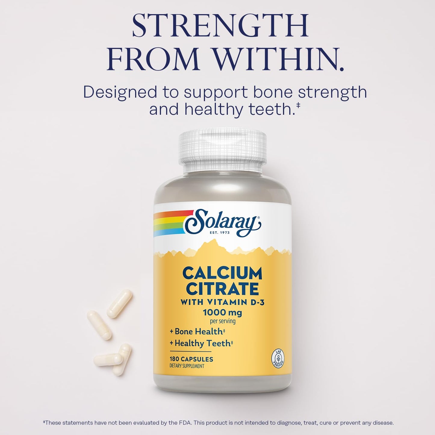 Solaray Calcium Citrate 1000mg with Vitamin D3 | Bone Health & Teeth Support
