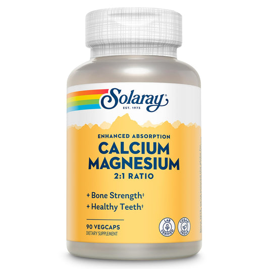 SOLARAY Calcium Magnesium Supplement | 2:1 Calcium Magnesium for Bone Health | Vegan & High Absorption BritishVita | Premium UK Vitamins & Wellness Supplements
