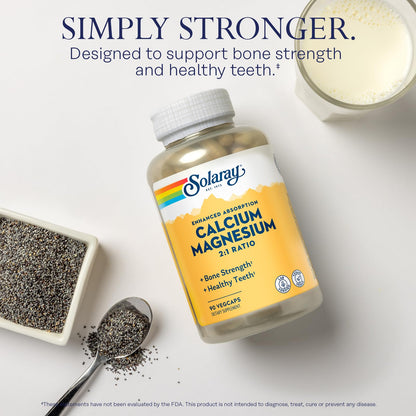 SOLARAY Calcium Magnesium Supplement | 2:1 Calcium Magnesium for Bone Health | Vegan & High Absorption