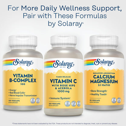 SOLARAY Calcium Magnesium Supplement | 2:1 Calcium Magnesium for Bone Health | Vegan & High Absorption
