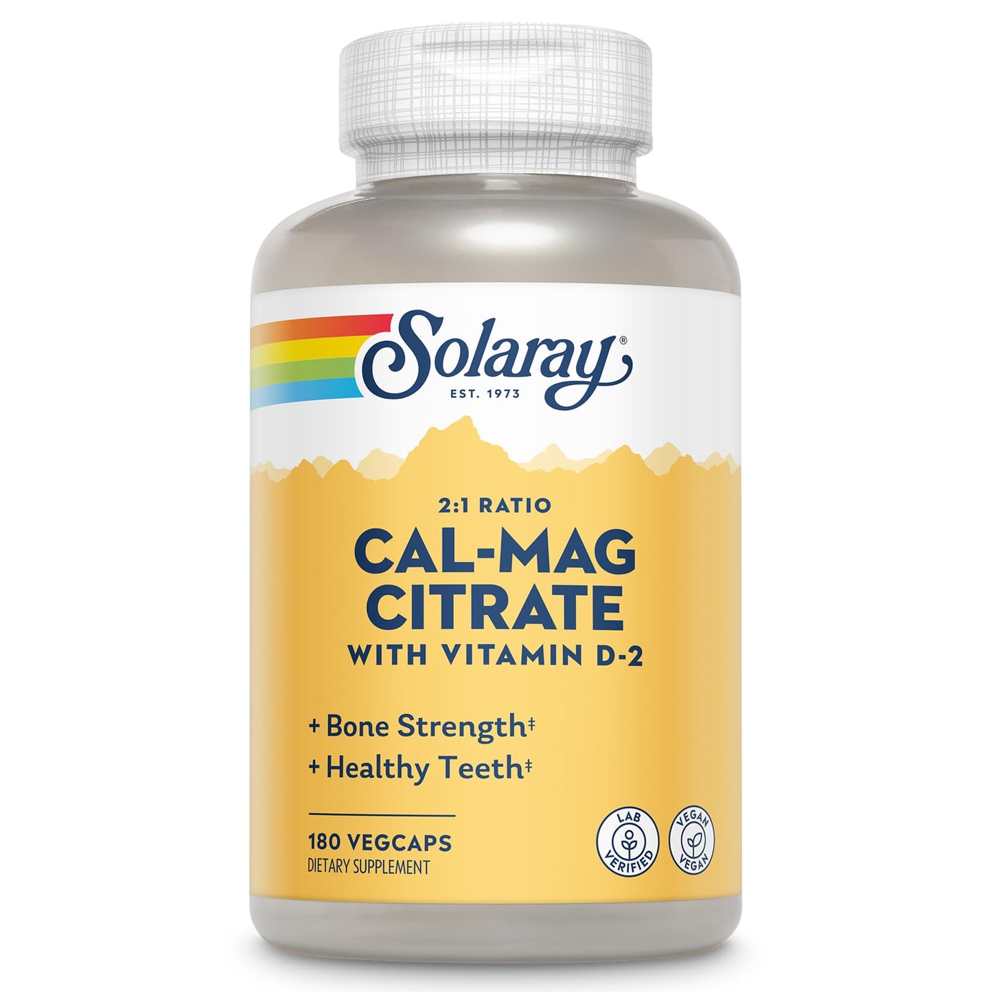 Solaray Calcium Magnesium Citrate 2:1 with Vitamin D2 – Vegan, 60-Day Guarantee