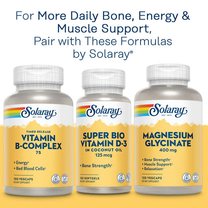 SOLARAY Calcium Magnesium Citrate w/Vitamin D3 K2 | Cal Mag 2:1