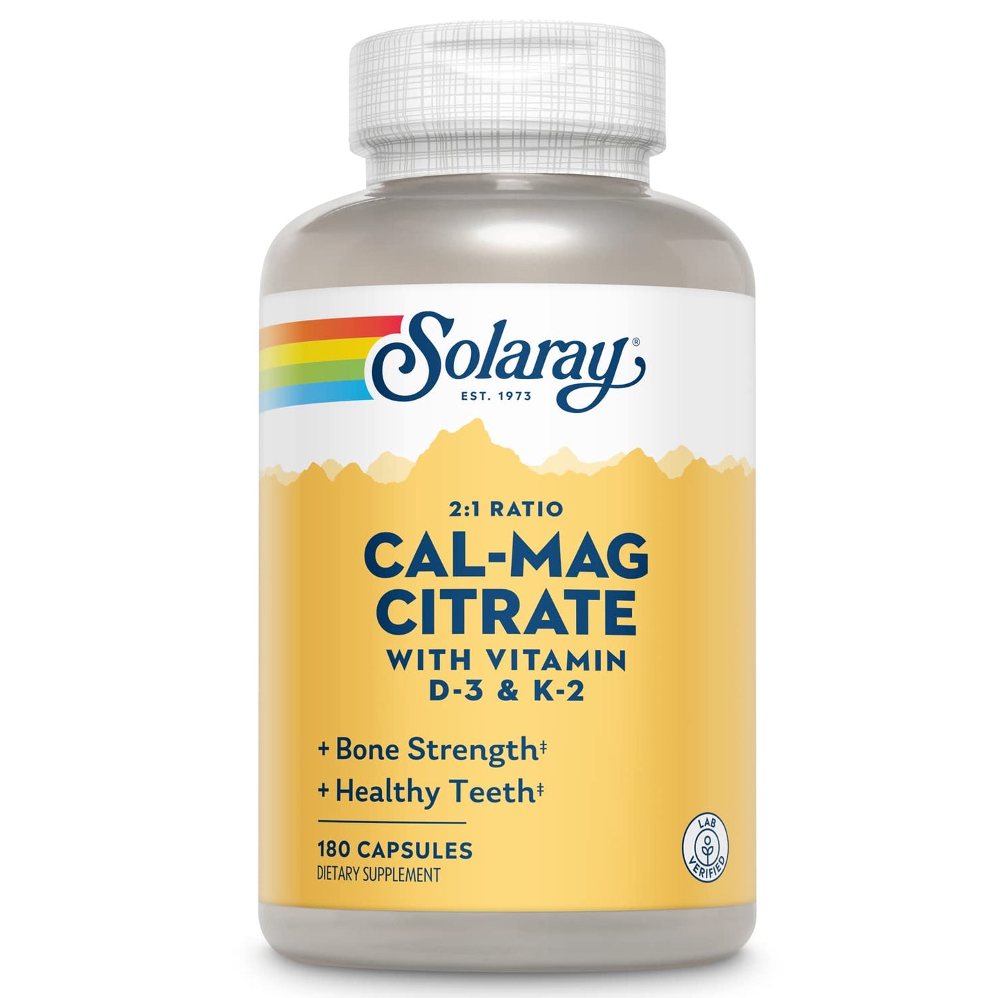 SOLARAY Calcium Magnesium Citrate w/Vitamin D3 K2 | Cal Mag 2:1