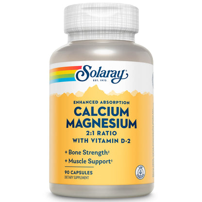 Solaray Calcium & Magnesium with D2 Amino Acid Chelate 2:1 – Capsule 90 Count