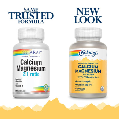 Solaray Calcium & Magnesium with D2 Amino Acid Chelate 2:1 – Capsule 90 Count