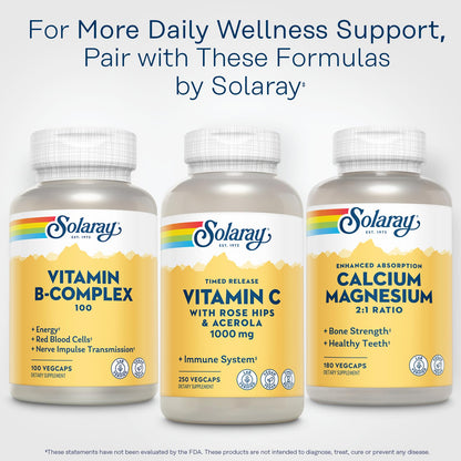 SOLARAY Calcium Magnesium Supplement – 2:1 Calcium Magnesium for Bone Health – Vegan, High Absorption