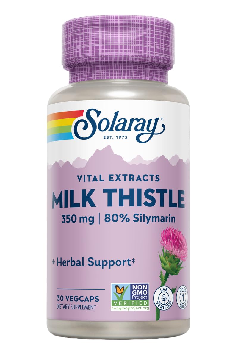 SOLARAY Milk Thistle Seed Extract 350 mg – 80% Silymarin | Vegan Liver Support | 60-Day Guarantee | 30 Servings