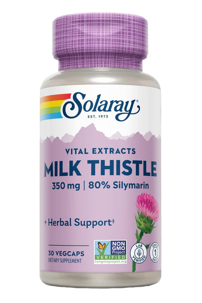 SOLARAY Milk Thistle Seed Extract 350 mg – 80% Silymarin | Vegan Liver Support | 60-Day Guarantee | 30 Servings