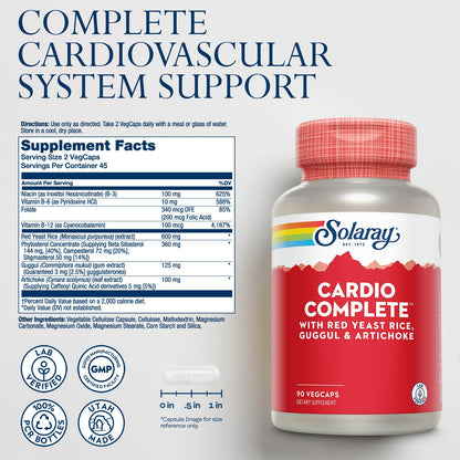 SOLARAY Cardio Complete – Red Yeast Rice, Guggul & Artichoke Extracts | Lab Verified