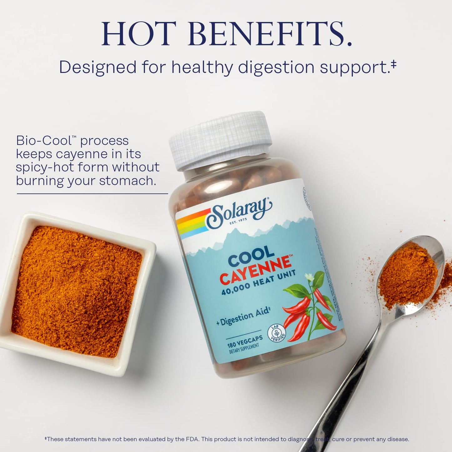 SOLARAY Cayenne Pepper 40,000 HU – Digestion Support, Lab Verified