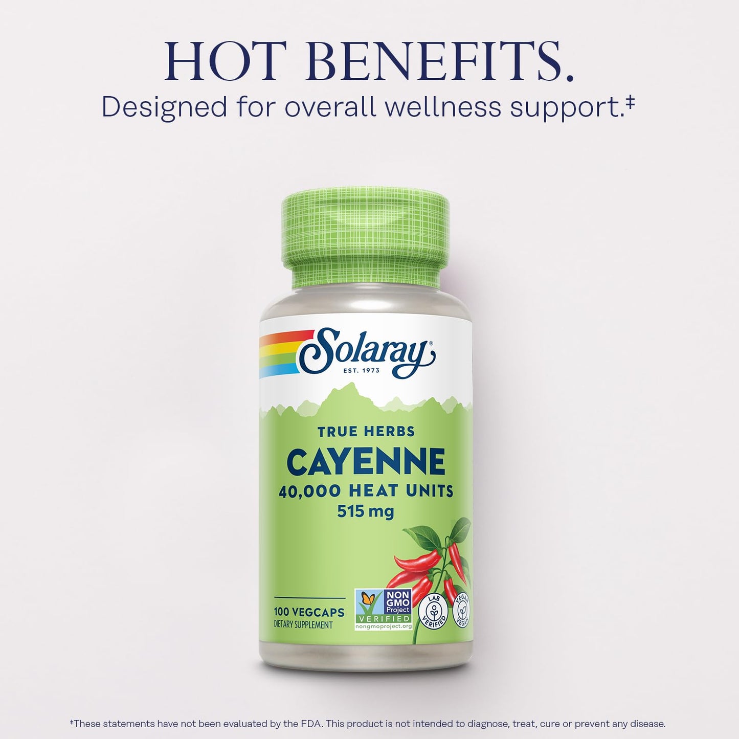 SOLARAY Cayenne Pepper Capsules with Capsaicin – 40,000 SHU per VegCap | Vegan, Non-GMO, Gluten-Free