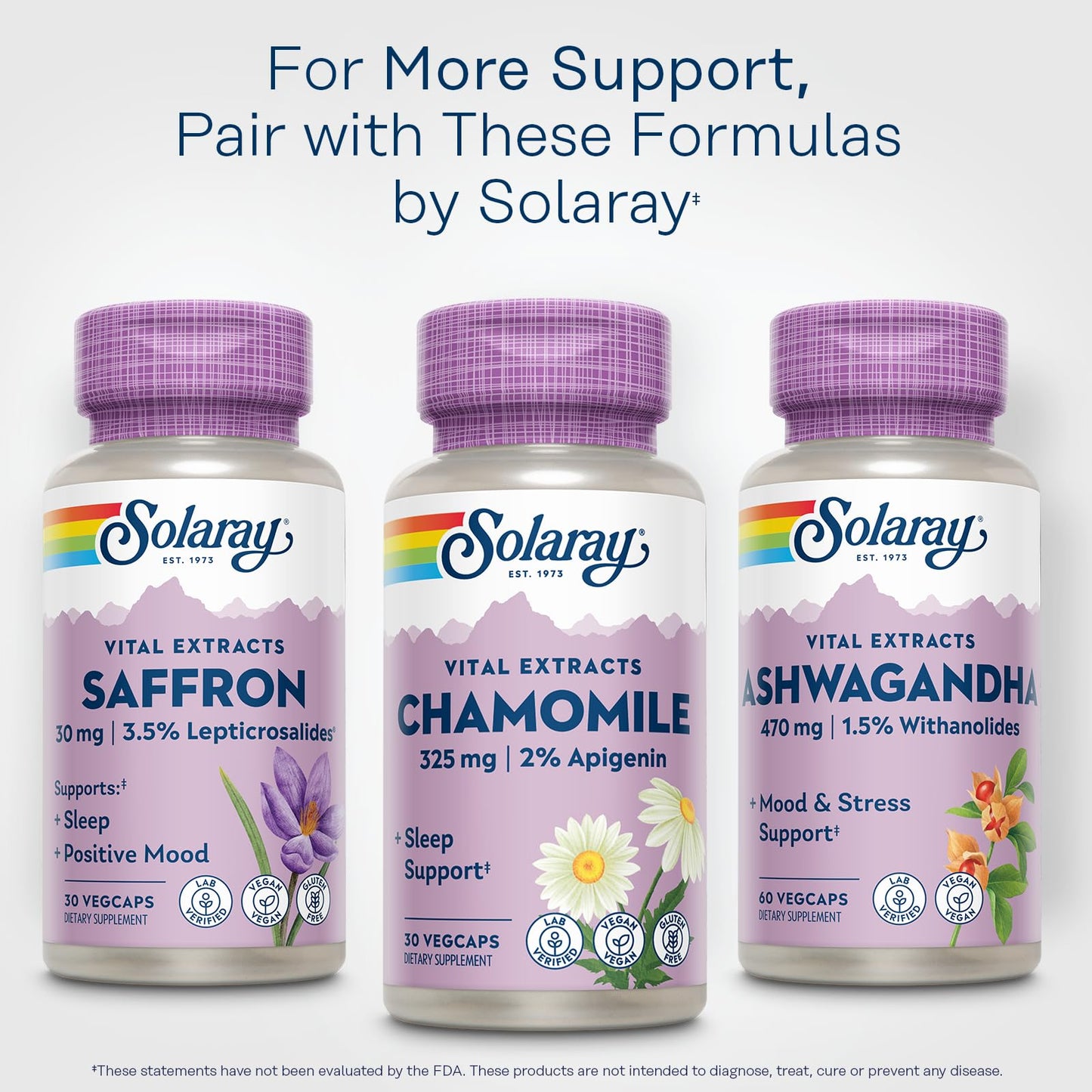 SOLARAY Chamomile Extract 325 mg – 2% Apigenin | Vegan, Gluten Free, Soy-Free | 60-Day Guarantee | 30 VegCaps