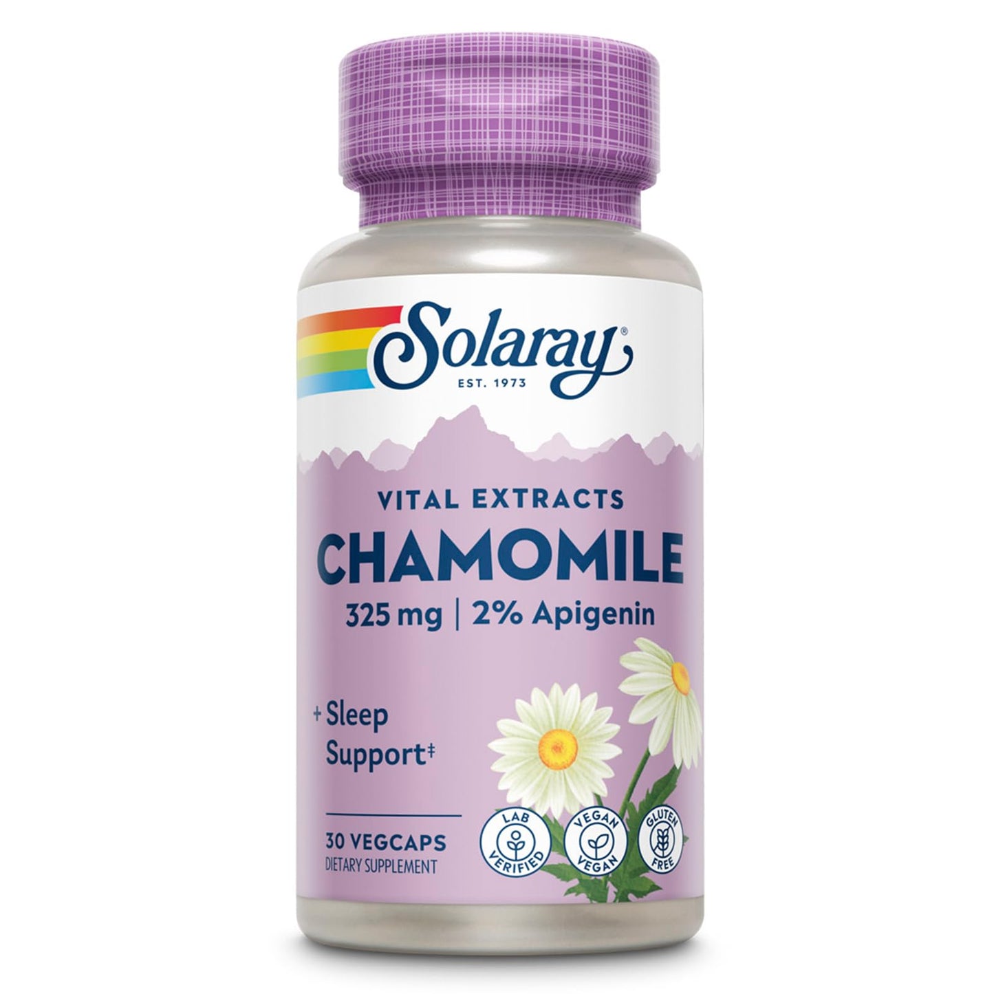 SOLARAY Chamomile Extract 325 mg – 2% Apigenin | Vegan, Gluten Free, Soy-Free | 60-Day Guarantee | 30 VegCaps