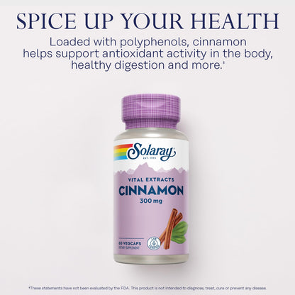 SOLARAY Cinnamon Extract 300mg - Balance & Herbal Support | 60 VegCaps