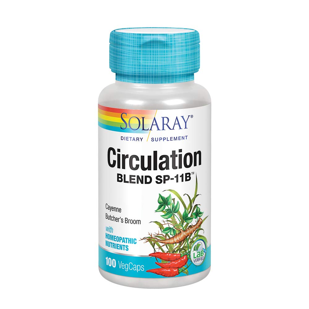 SOLARAY Circulation Blend SP-11B | Herbs & Cell Salt for Healthy Circulatory System Support | 50 Servings | 100 VegCaps