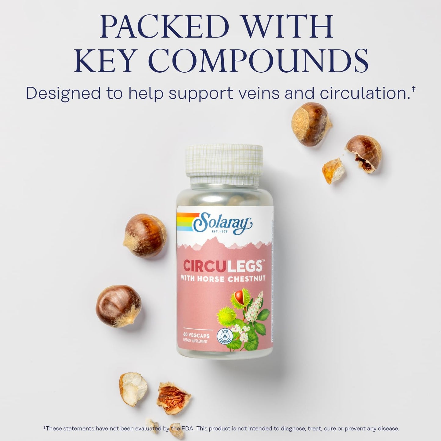 SOLARAY Circulegs - Herbal Wellness Supplement with Horse Chestnut, Vitamin C, Gotu Kola | Vegan & Gluten Free