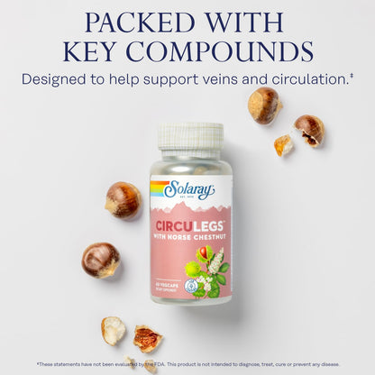 SOLARAY Circulegs - Herbal Wellness Supplement with Horse Chestnut, Vitamin C, Gotu Kola | Vegan & Gluten Free