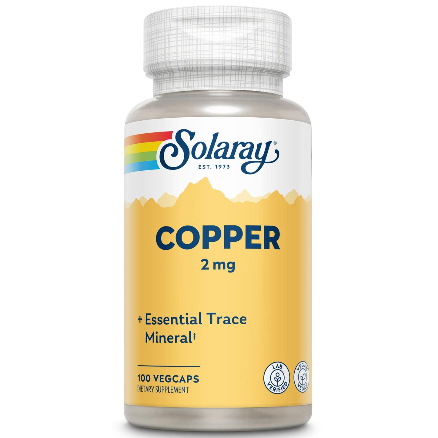 Solaray Copper 2 mg | Immune & Nerve Support | Red Blood Cell Formation | Non-GMO | 100ct