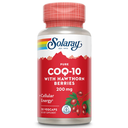SOLARAY Pure CoQ-10 200 mg | Heart Health & Cellular Energy | 30 VegCaps
