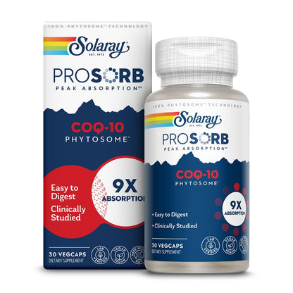SOLARAY CoQ-10 Phytosome 200mg – 9X Absorption, Vegan, Soy-Free | 60-Day Guarantee | 30 Servings