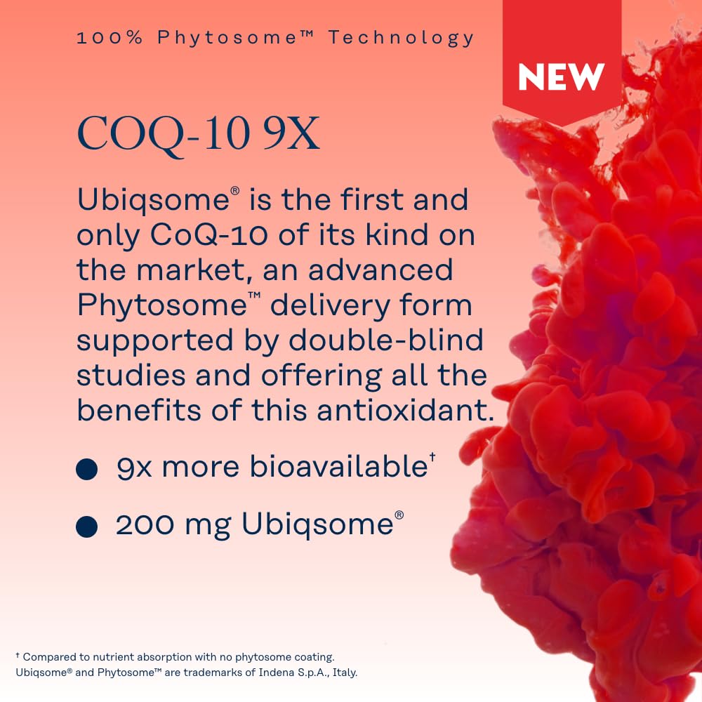 SOLARAY CoQ-10 Phytosome 200mg – 9X Absorption, Vegan, Soy-Free | 60-Day Guarantee | 30 Servings