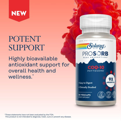 SOLARAY CoQ-10 Phytosome 200mg – 9X Absorption, Vegan, Soy-Free | 60-Day Guarantee | 30 Servings