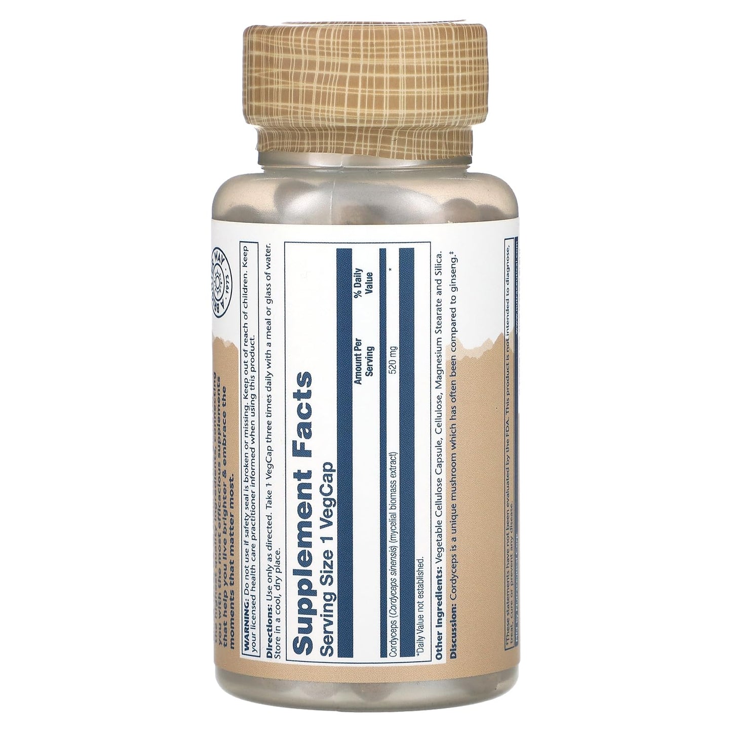 SOLARAY Cordyceps – Premium Cordyceps Mushroom Supplement for Energy