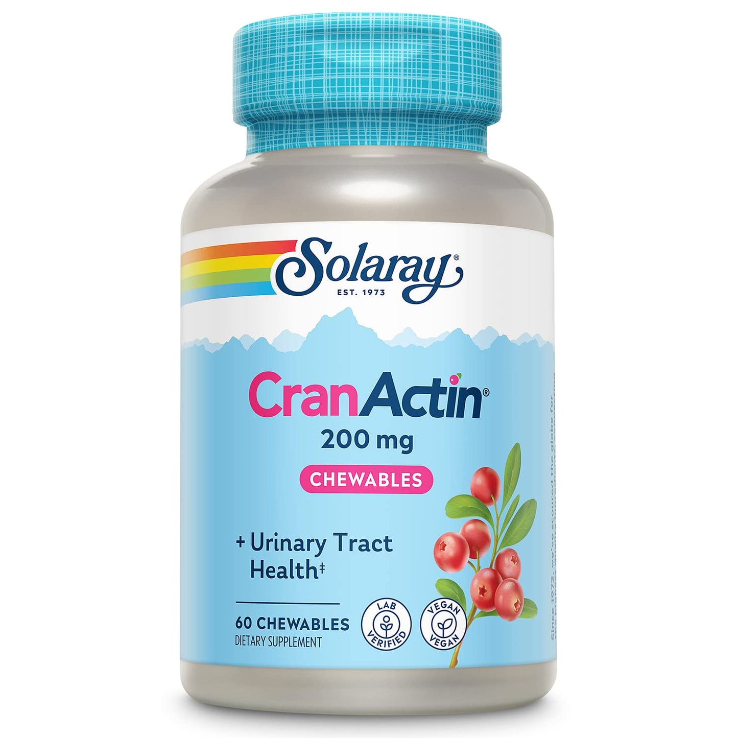SOLARAY CranActin 200 mg Chewable Tablets – 60 Count | Urinary Tract Support