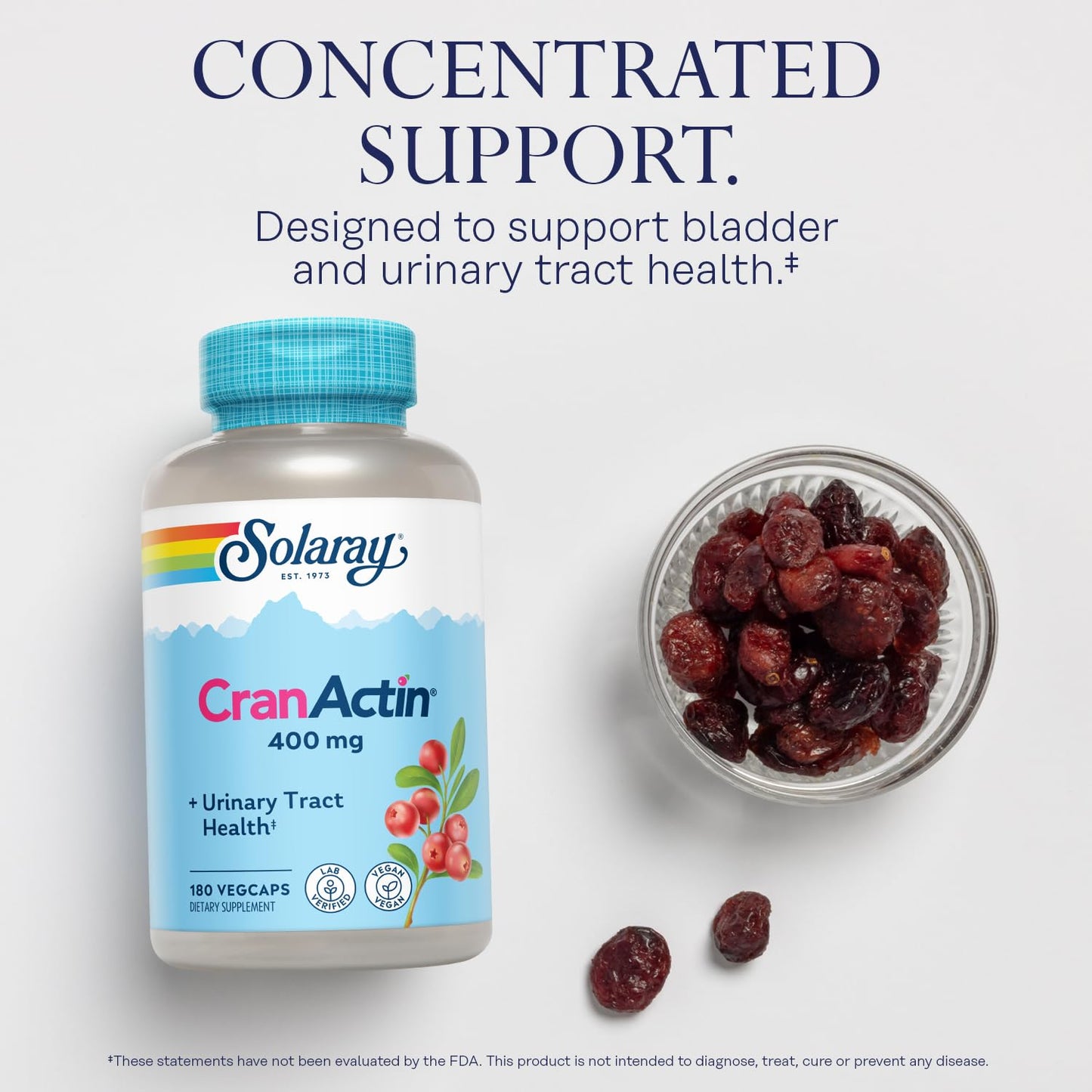 Solaray Cranactin Cranberry AF Extract Capsules 400 mg – 180 Count