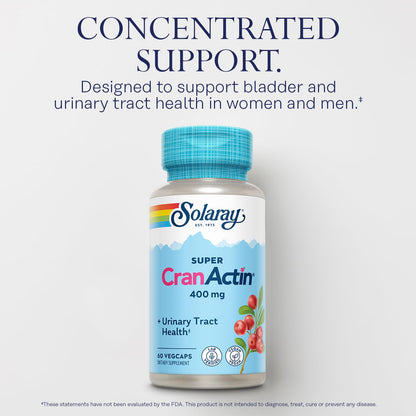 SOLARAY Super CranActin Cranberry Extract 400mg | Urinary Tract Support | 60 VegCaps