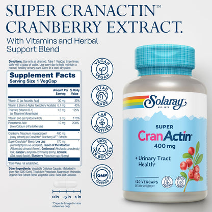 SOLARAY Super CranActin Cranberry Extract 400mg Urinary Tract Support