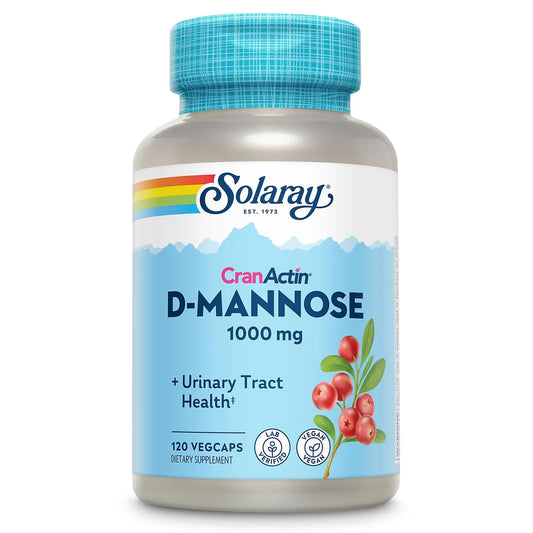 SOLARAY D-Mannose 1000mg with CranActin Cranberry Extract - Vegan Urinary Tract Support + Vitamin C BritishVita | Premium UK Vitamins & Wellness Supplements