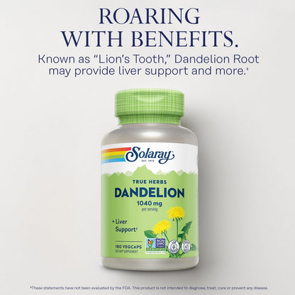 SOLARAY Dandelion Root Supplement – Kidney & Liver Support – 1,040 mg per Serving | Vegan, Lab Verified