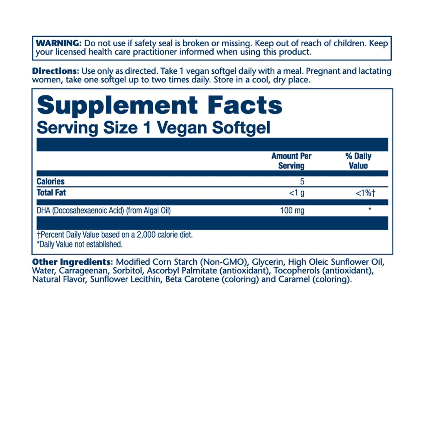 SOLARAY DHA 100 mg Omega-3 - Algae-Sourced Prenatal DHA | 60 Servings, 60 Vegan Softgels