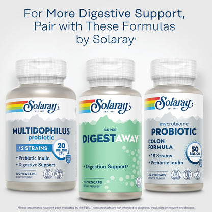 SOLARAY Super Digestaway Digestive Enzymes - Pancreatin, Papain & Ginger | Lab Verified | 90 VegCaps