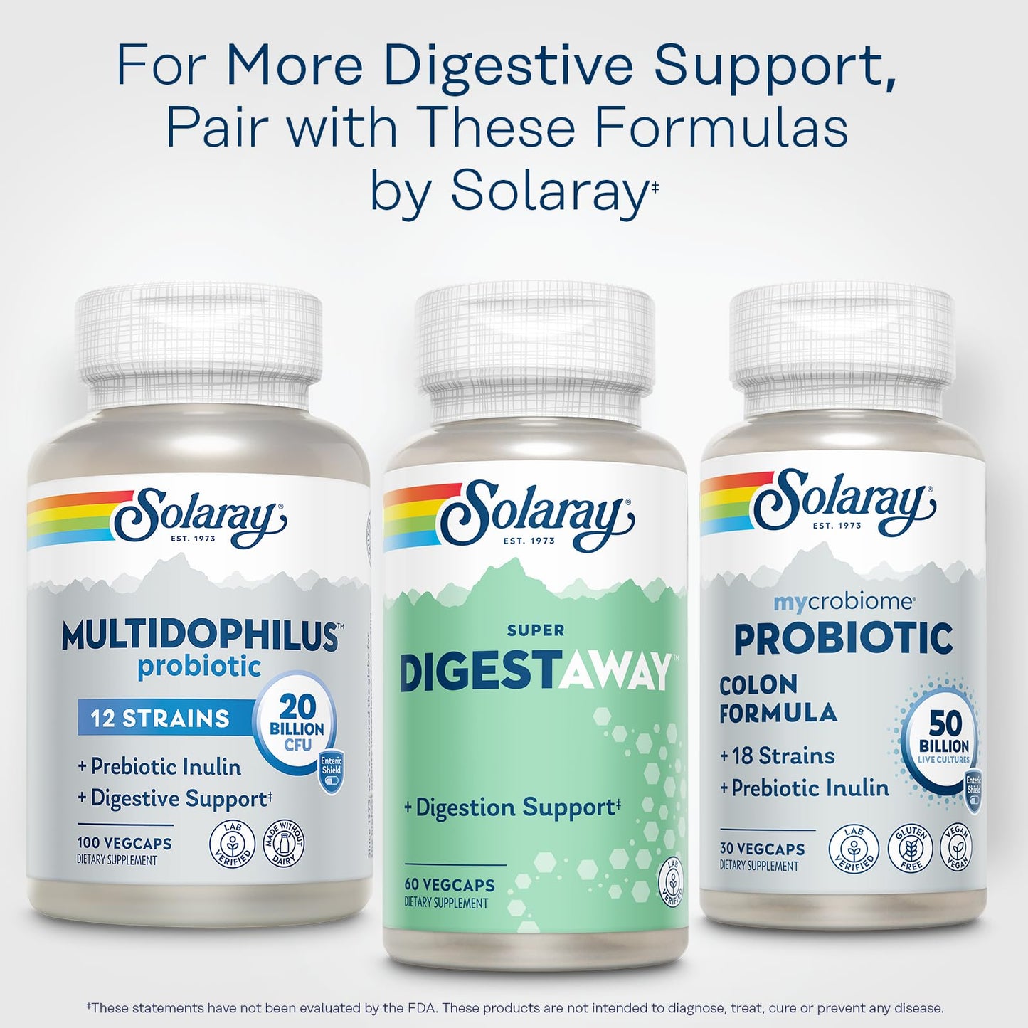 SOLARAY Super Digestaway Digestive Enzymes | Pancreatin, Papain, Ginger & More - 60 VegCaps