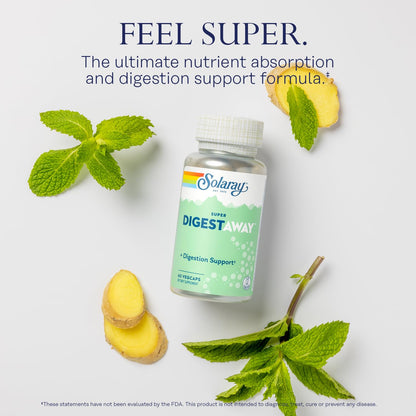 SOLARAY Super Digestaway Digestive Enzymes | Pancreatin, Papain, Ginger & More - 60 VegCaps