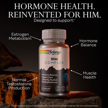 SOLARAY DIM Supplement for Men – Clinically Studied 200mg DIM + Zinc & Quercetin – Vegan, Gluten Free | 60 VegCaps