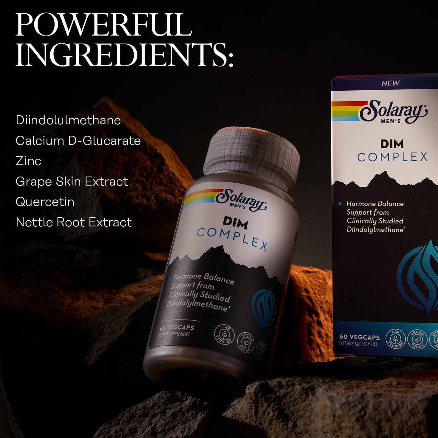 SOLARAY DIM Supplement for Men – Clinically Studied 200mg DIM + Zinc & Quercetin – Vegan, Gluten Free | 60 VegCaps