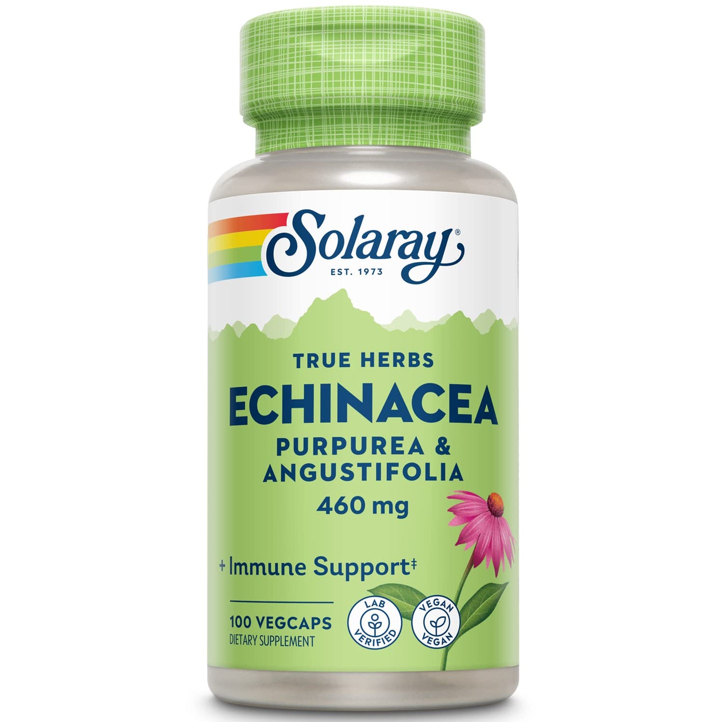 SOLARAY Echinacea Angustifolia & Purpurea Root, Veg Cap (Btl-Plastic) 460mg | 100ct